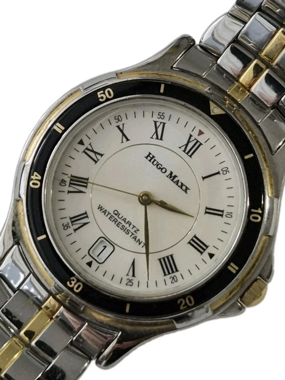 Hugo Maxx 39007 Men’s 18K Gold Plated Watch ~ New Battery.